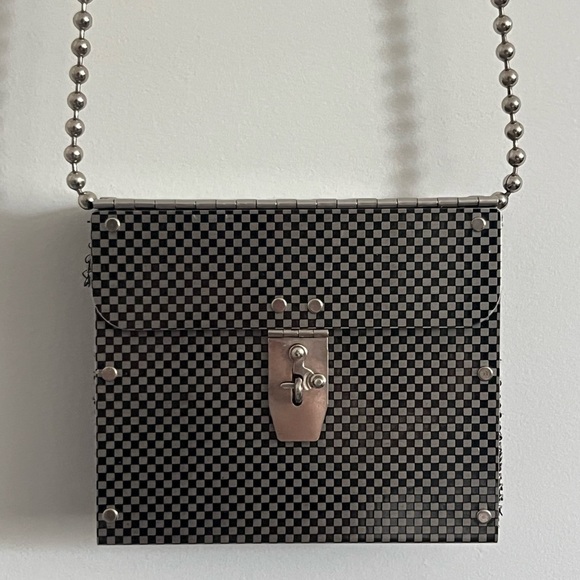 Wendy Stevens Handbags - Wendy Stevens Metal & Leather Checkered Crossbody Bag